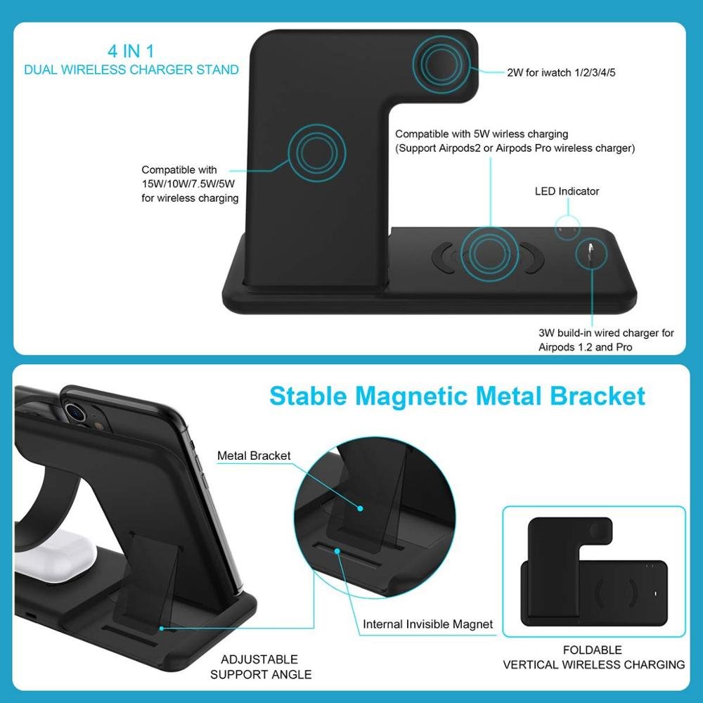 Foldable Fast Wireless Charger Stand For Phone and Watch - Image 5