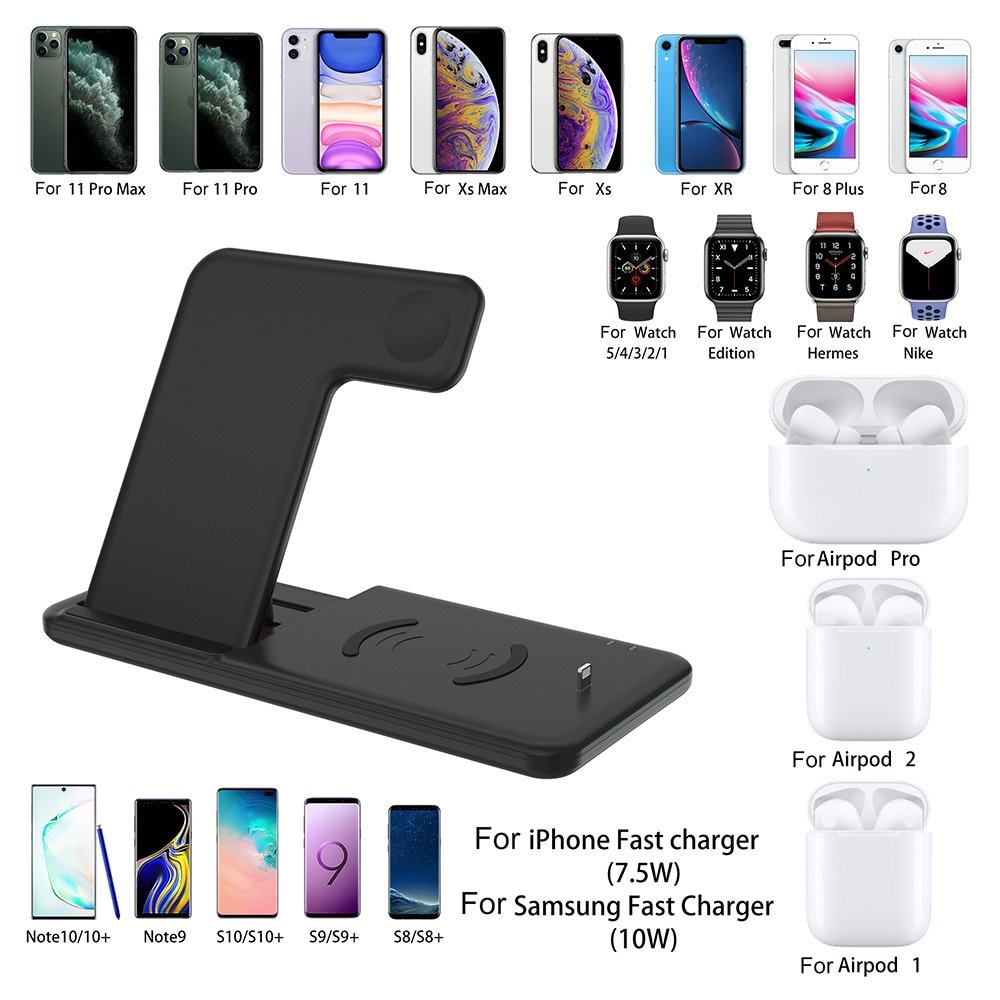Foldable Fast Wireless Charger Stand For Phone and Watch Foldable Fast Wireless Charger Stand For Phone and Watch