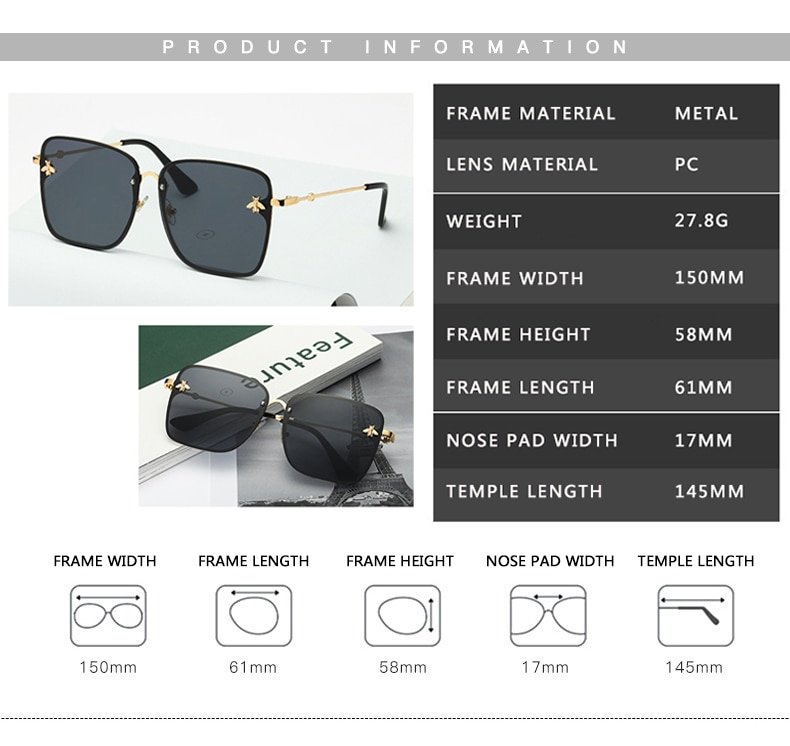 Oversized Rimless Square Shaped Sunglasses - Image 5