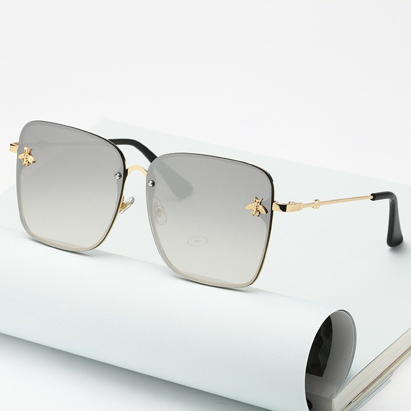 Oversized Rimless Square Shaped Sunglasses - Image 3