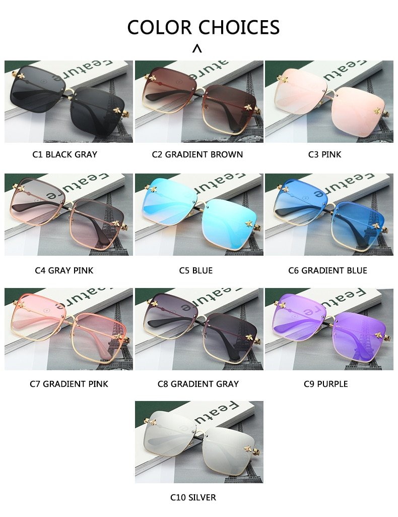 Oversized Rimless Square Shaped Sunglasses - Image 6